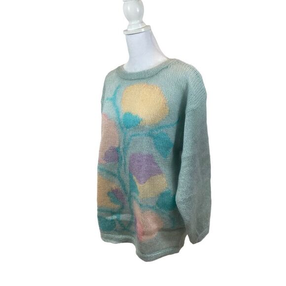 Vintage 80’s Renee Tener Blue Pastel Floral Mohair Blend Sweater Size Medium - Picture 14 of 14